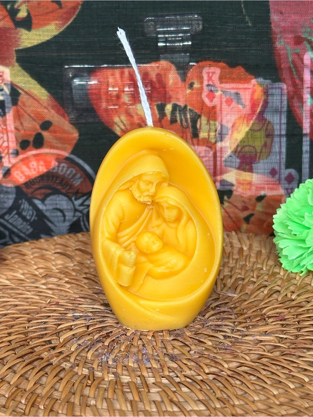 Golden Holy Family Beeswax Blend Candle